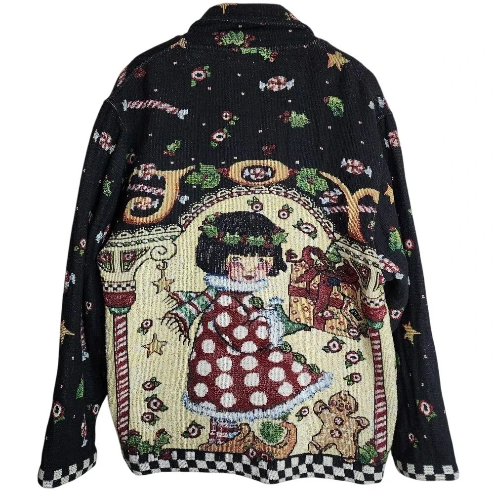 Painted Pony Christmas Jacket Women's S / M Tapestry Needlepoint Knit‎ Vintage